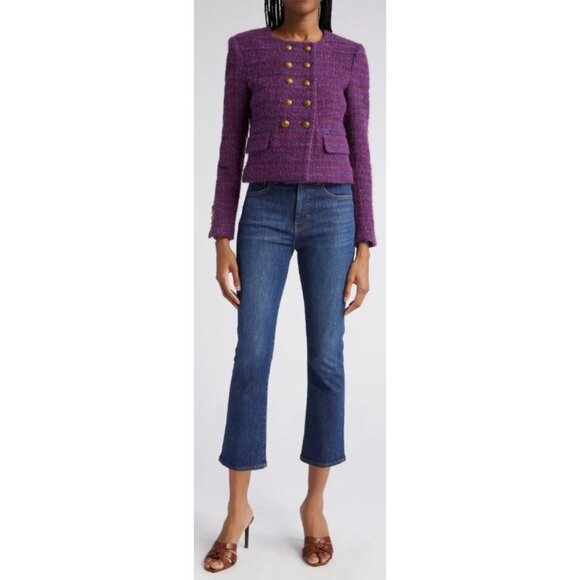 Veronica Beard Carly Kick Flare Denim Size 24 Crop High Rise Jeans NWT Cornflowe - Picture 1 of 12